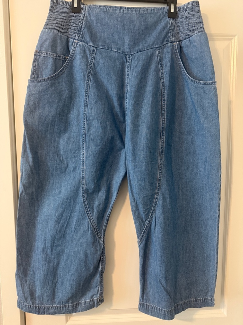 Free People Light Blue High-Rise Cropped Denim Capris